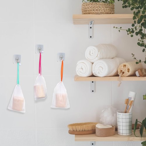 Hushee 240 Pcs Soap Bag Bubble Mesh Bags Exfoliating Soap Pouch with Drawstring for Foaming Drying Easy Bubble Store