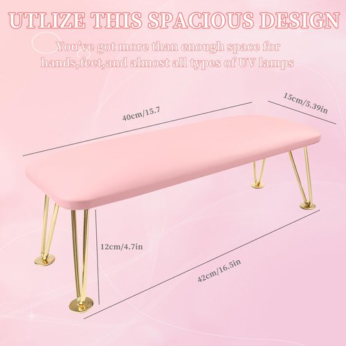 BOMOQING Arm Rest for Nails, Microfiber Leather Nail Arm Rest for Acrylic Nails, Nails Arm Rest Table with Pillow Cushion Hand Holder for Manicure, Hand Rest for Nails Tech, Home Use or Salon(pink)