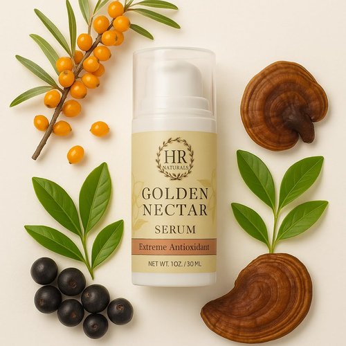 Hope Ridge Naturals Golden Nectar Serum, Organic Antioxidant Face Serum with Vitamin C, Hyaluronic Acid, CoQ10, Seabuckthorn, Rosehip, 1 oz