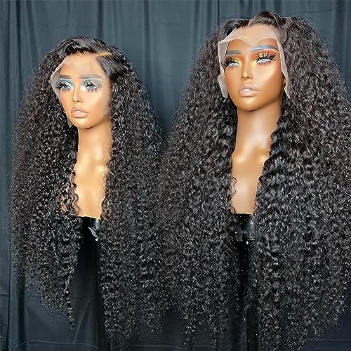 30 Inch 13X4 HD Lace Front Wigs Human Hair Deep Wave Wig for Women 200 Density Transparent Deep Wave Lace Front Wigs Glueless Curly Wigs Pre Plucked Full Lace Frontal Wigs With Baby Hair