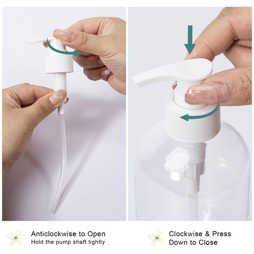 Yebeauty Pump Bottle Dispenser, 2 Pack 13.5oz/400ml Dish Lotion Soap Dispenser Plastic Liquid Shampoo Container for Bathroom Kitchen Hotel Body Wash, Clear
