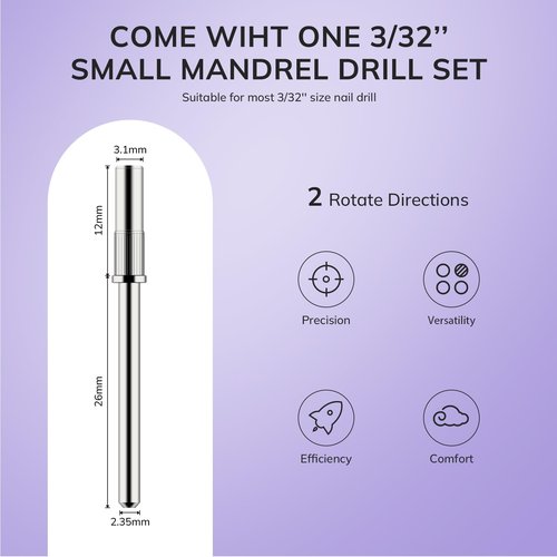 Lavinda Small Sanding Bands Nail Drill Bit, 80 Piece Extra Fine Sanding Bands for Nail Drill with 3.1mm Mandrel Bit for Acrylic Nails Gel Removing Shaping Polishing Nail Salon Use (240 Grit, Purple)