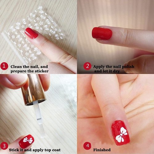 30 Sheets Flower Nail Art Stickers 3D Nail Art Supplies Self-Adhesive Nail Decals White Flower Stickers with Rhinestones Nail Designs for Women Floral Manicure Tips Accessories DIY Nail Decorations