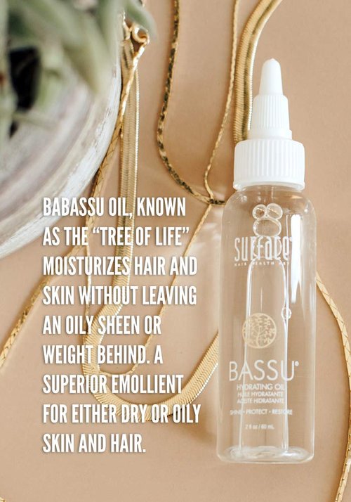 Surface Hair - Bassu Hydrating Oil - Hair Oil with Flax Seed, and Aloe Vera, Moisturize and Hydrate Repair Damaged Hair, Color Safe, 2 Fl Oz