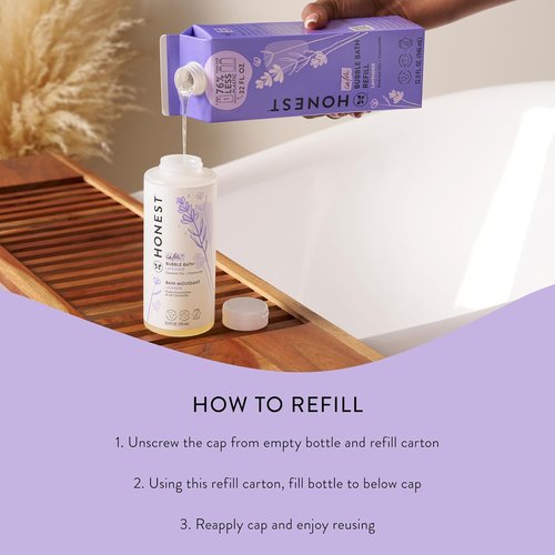 The Honest Company Foaming Bubble Bath Refill Carton Gentle for Baby Naturally Derived Tear-Free Hypoallergenic Lavender Calm 32 fl oz