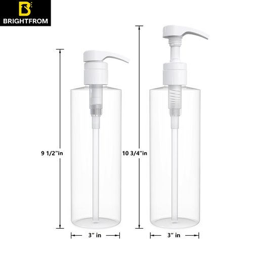 BRIGHTFROM Empty Shampoo Pump Bottles, 32 OZ / 1 Liter, BPA-Free Cylinder Containers, Household & Commercial Use, 2 Pack - Leak Proof