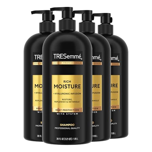 TRESemm? Rich Moisture Hydrating Shampoo with Pump 4 Count for Dry Hair Formulated With Pro Style Technology 39 Fl Oz