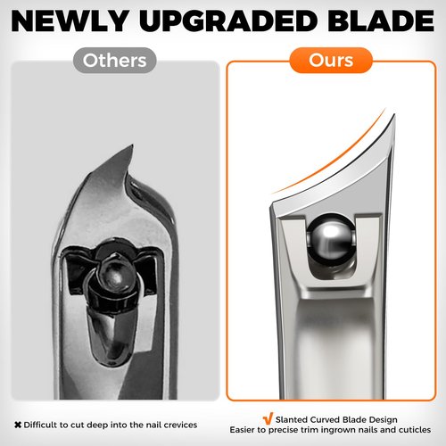 Toenail Clippers for Thick Toenails for Seniors, Large Toe Nail Clippers for Men Thick Ingrown Nails with Wide Jaw Opening, Heavy Duty Upgraded Slanted Curved Finger Nail Clippers Adult Nail Cutter