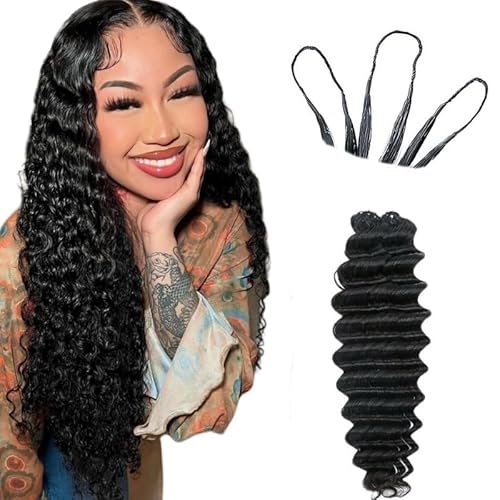 100% Human Hair Knotless Pre-Separated Crochet Hair Extensions Deep Culry Feather Hair Deep Wave Feather Line Hair Extensions Natural Color 20Inch 120g