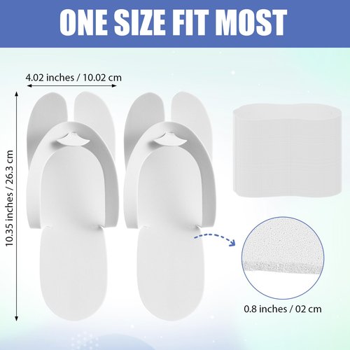 JaGely 100 Pairs Disposable Pedicure Slippers Bulk EVA Disposable Flip Flops Kit Spa Pedicure Sandals Guest Slippers Spa for Adult Foot Nail Salon Party Supplies Travel Hotels Home(White)