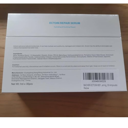 BACHERI Ectoin Repair Face Serum Ampoules # 30 Pcs/Box - Deep Moisture & Anti-Aging Serum with Beta-Glucan, Glycerin, and Hyaluronic Acid – Hydration, Soothes & Protects All Skin