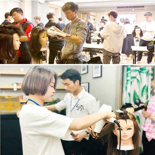 Mannequin Head with 100% Human Hair, SZCY LLC 18" Dark Brown Real Hair Cosmetology Mannequin Head Hair Styling Hairdressing Practice Training Doll Heads with Clamp Holder and Tools
