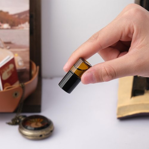 RAMFIYN 30 pack 1ml Amber Glass Roller Bottles for Essential Oils Refillable Roll-on Applicator with Stainless Steel Roller Balls Mini Leak-proof Makeup Containers with Pipettes and Bottle Opener