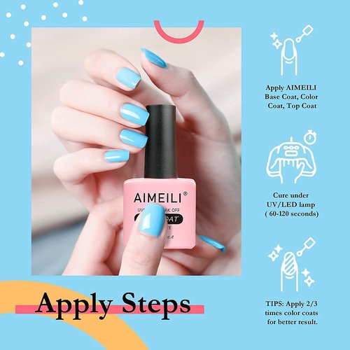 AIMEILI Summer Gel Nail Polish Color with Gel Base Coat No Wipe Top Coat