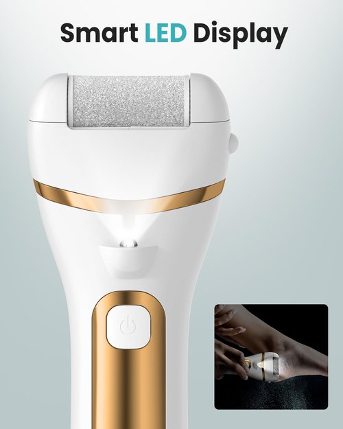 PUBOO Foot Callus Remover Electric 10000 RPM 3-Speed IPX7 Rechargeable Pedicure Kit for Hard Skin Women & Men. Portable Multi-Roller File Grinder Sander Scrubber with LED Display for Wet & Dry Feet