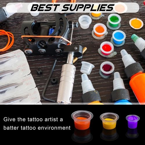 Yuelong 1000pcs Tattoo Ink Caps Large Disposable Pigment Caps Cups Plastic Microblading Permanent Makeup Ink Cups Holder Container Caps Tattoo Ink Supplies (Large-1000pcs, White)