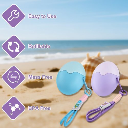 2PCS Sunscreen Applicator, Jaxbo BPA-Free Refillable Roll on Sponge Sunscreen, Suncream & Lotion Applicator For Kids, Adults & Families, Perfect Size for Travel