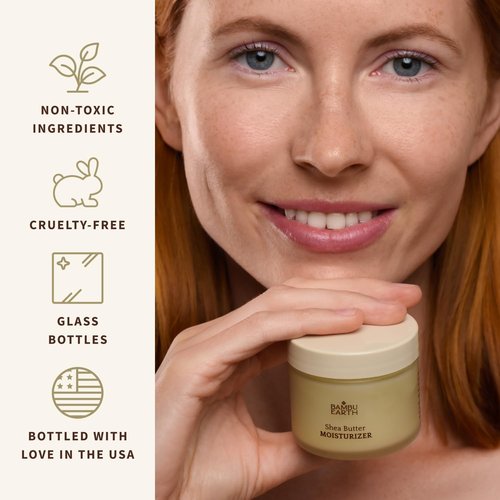 BAMBU EARTH Shea Butter Face Moisturizer - Deeply Nourishes and Hydrates Skin for a Smooth Texture and Balanced Complexion - Skincare with Natural Barrier Support for Healthy Skin - 1.5 oz net wt.