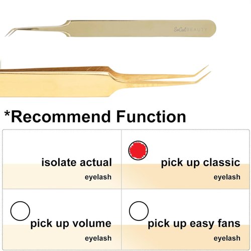 Date Classic Pickup Lash Tweezer by SoCal Beauty | Precision Gold Eyelash Tweezer for Eyelash Extensions, Hand-Tested with 1mm Guide – Ideal Lash Tweezer for Eyelash Extension