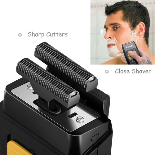 KEMEI Foil Shaver Double Electric Shaver for Men, Professional Electric Razors Head Shaver for Bald Men, Barber Supplies Cordless Rechargeable
