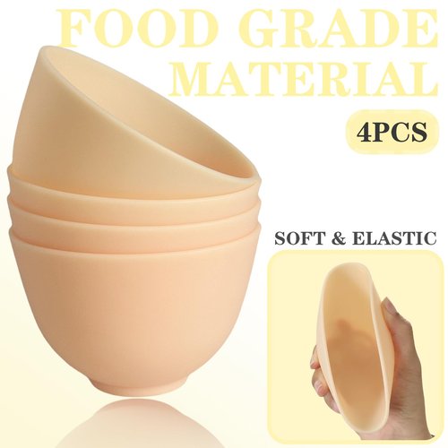 Bigwinyep 6Pcs Silicone Bowls, Silicone Facial Mask Bowl, DIY Face Mask Mixing Bowl for Home Salon Spa Face Skin Applicator Bowl Esthetician Supplies, Yellow