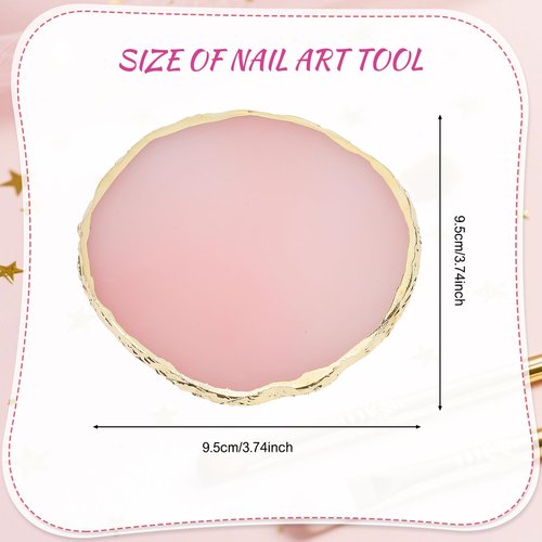 Pengxiaomei 2 Pcs Resin Nail Art Palette, Nail Polish Palette Nail Art Tools Gold Edge Nail Stuff Nail Art Display Board