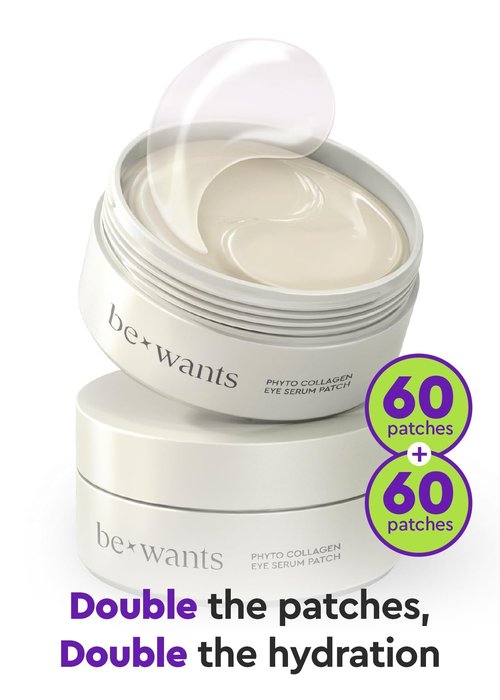 BE+WANTS Bewants under eye patches for puffy eyes, Korean under eye mask with vegan collagen and 71.9% bamboo water, patches for dark circles and Cooling, 120 pieces