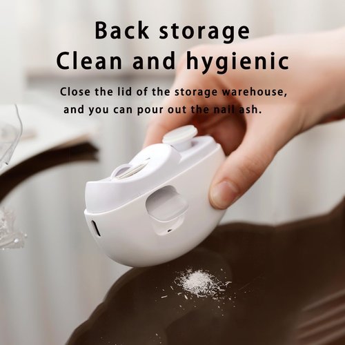 Electric Automatic Nail Clipper with Light, LISSAHNE 2 in 1 Fingernail Cutter and Polisher USB Rechargeable, Safety Fingernail Trimmer for Baby Seniors and Adult Gift Choice White (White)