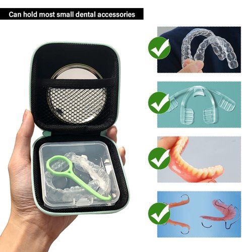 Gxamz Retainer Case Travel Aligner Case Mouth Guard Box with Clip, Organizer Bag, Mirror and Removal Tool Set (Fruit)