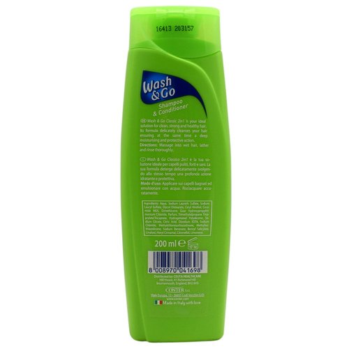 6 x Wash & Go Universal 2in1 Shampoo & Conditioner 200ml by Wash & Go