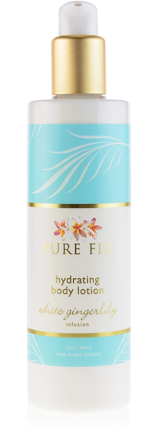 PURE FIJI Body Lotion Hydrating - Moisturizing Lotion for Dry Skin with Coconut Milk and Vitamin E, Organic Body Lotion For Women and Men, White Gingerlily Scent, 12 oz