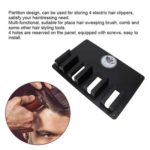 ZJchao Hair Clipper Holder, Multi-Functional 4 Holes Wall Mount Hairdressing Tool Storage, Wall-Mounted Hair Cutter Brush Holder Stand