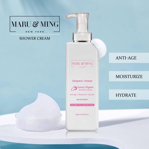 Maru & Ming Cleopatra's Dream -Concentrated Organic Luxury Goat Milk (AHA's), Rice, Manuka Honey Body Wash 27. oz 1-Pack