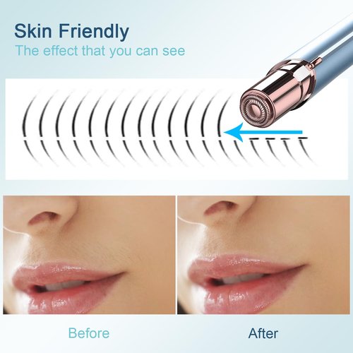 Facial Hair Removal for Women, Painless Hair Removal Device Lady Face Electric Razor for Lip, Chin,arms with USB Rechargeable Included 2 pc Replacement Heads