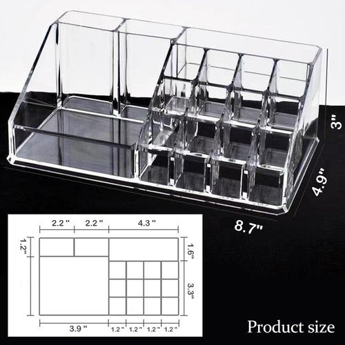 Ckoytals Lipstick Organizer and Storage, 16 Slots Clear Case Display Rack Holder (QX154)