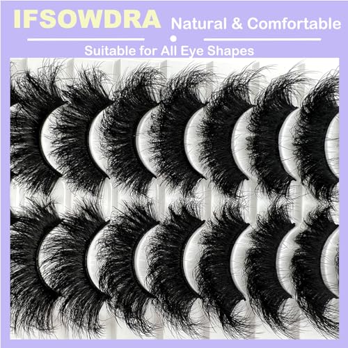 Mink Lashes Fluffy Wispy 20mm 3D Volume Full Dramatic Faux Mink D Curl Long Strip Lashes Pack 25 mm Big Cat Eye False Eyelashes
