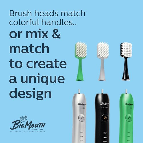 Big Mouth Sonic Electric Toothbrush Replacement Heads – Soft Bristles, Wide Brush Head, Compatible with Most Sonic Toothbrushes – Includes 2 Replacement Toothbrush Heads + 2 Hygienic Covers