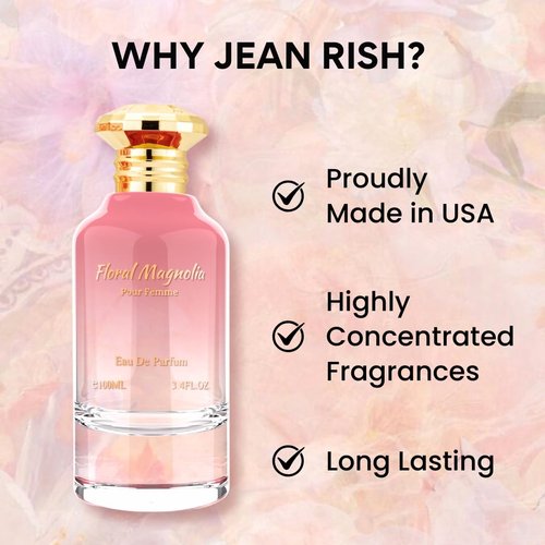 Jean Rish Floral Magnolia Perfume for Women, Eau De Parfum (3.4 Fl Oz / 100ml) with Yuzu, Magnolia & Amber - Long Lasting and Luxury Fragrance, Made in USA