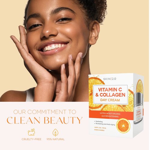 Skin 2.0 Vitamin C and Collagen Beauty Value Set - Serum, Moisturizer, Under Eye Pads & Face Sheet Masks