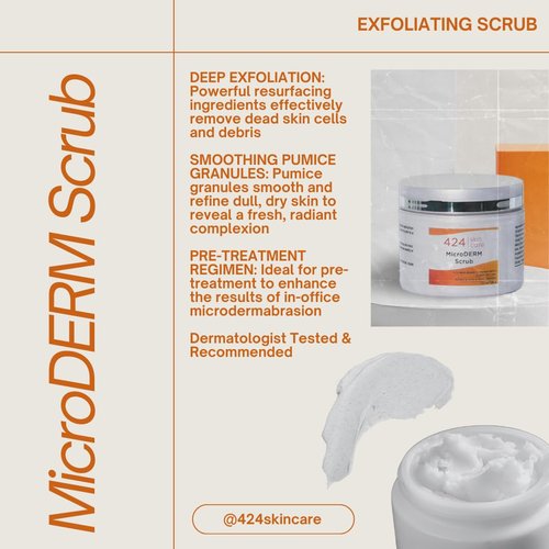 424 Skin Care MicroDERM Scrub - Dermatologist Tested & Recommended Exfoliating Scrub - Clinically Proven Formula, 2.3 oz