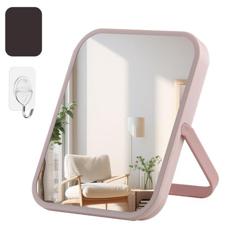 Tooackl Magnetic Locker Mirror 7 x 6 inches Table Mirror with Foldable Stand and Hanging Hole for Shaving and Travelling, Perfect for Dorm Room Cabinets, Refrigerator, Office.