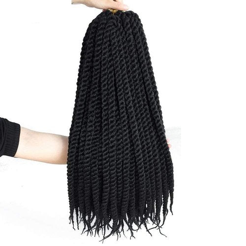 Admutty Havana Twist Crochet Hair 6 Packs 24 inch Crochet Braids Senegalese Twist Crochet Braiding Hair, Jumbo Havana Mamba Twist (1B)