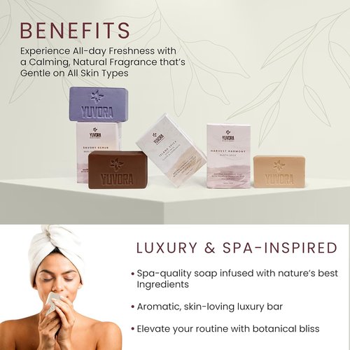 Yuvora 6 Pcs Women Natural Handmade Body Soaps 5 OZ Pack Floral Radiance Long lasting Fragrance Luxurious Scents with Natural Ingredients – Sulfate & Paraben Free, Vegan Soap