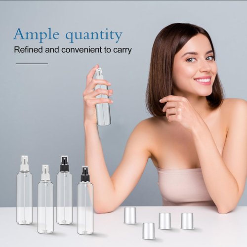 SENONAPO 48 Pcs 8 oz Plastic Spray Bottles Refillable Mist Sprayer with Spray Cap Classic Fine Mist Spray Bottles Clear Empty Plastic Travel Bottles for Oils Travel Perfumes Essential (Black,White)