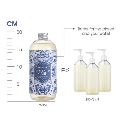 ROMIIE ZOI Liquid Hand Soap Refills Gift Set – Unscented – 3 x 26 Fl Oz Bottles – Plant-Based, Non-Toxic, Fragrance-Free & Gentle Moisturizing Formula – for Sensitive Skin, Bathroom, Kitchen