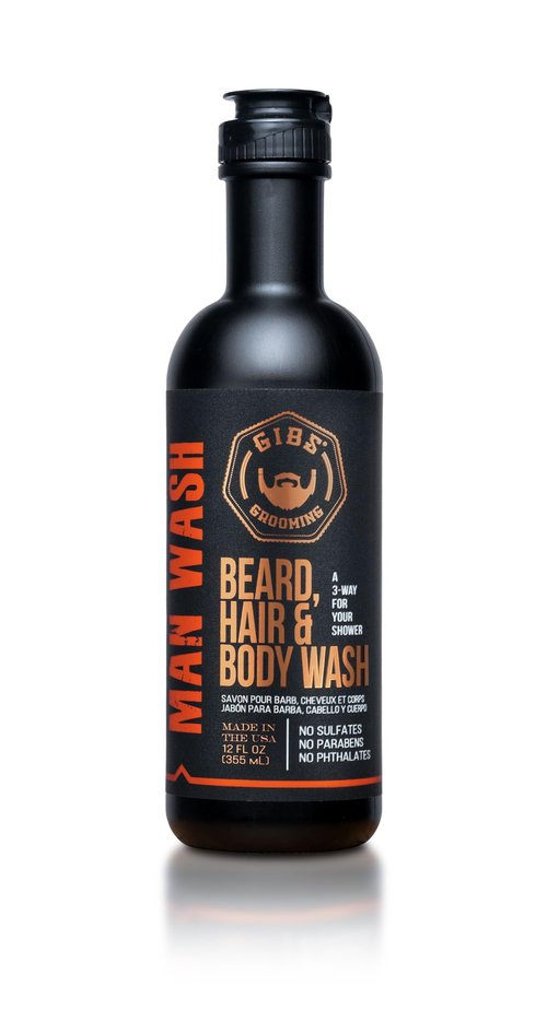 GIBS Grooming 3 in 1 Body Wash for Men - Beard & Hair Moisturizing, & Cleansing Liquid Body Wash with Tea Tree Oil & Copaiba Balsam - Sulfate & Paraben Free Shower Gel - 12 Oz