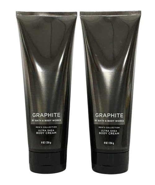 Bath and Body Works Graphite Men's Collection 24 Hour Moisture Body Lotion Lot of 2- Full Size 8 Oz, 238 Ml each (Graphite)