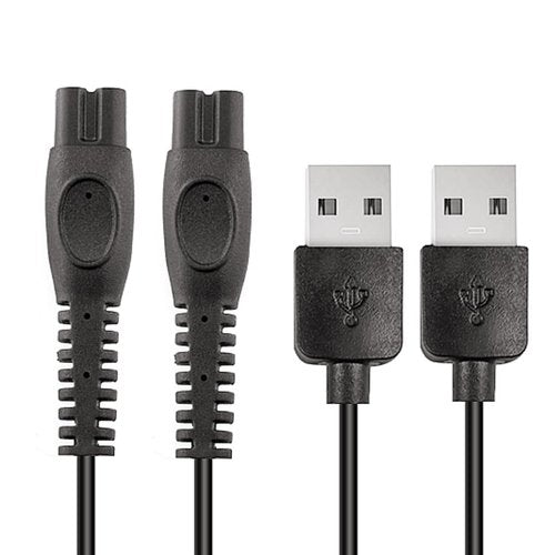 Qjin USB Charging Cable for Philips Norelco Shaver S3243, S3341, S5880, S7885, S7886, S7887, X3001 - Power Cord 5V - 2 Pcs