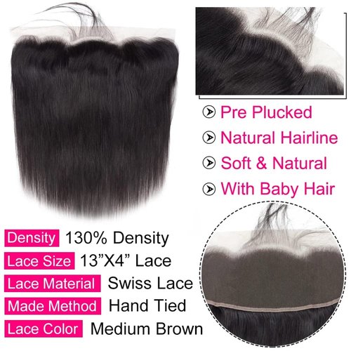 Cheap 13x4 HD Lace Frontal Closure Ear to Ear Straight Transparent Lace Frontal Human Hair Closures Pre Plucked With Baby Hair 100% Unprocessed Brazilian Virgin Human Hair Closure For Black Women