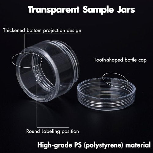 15 Grams Small Plastic Jars with Lids, 12 Pack Travel Cosmetic Containers, Empty Sample Jars with Lids, Body Butter Jars with Lidss and Makeup Spoons